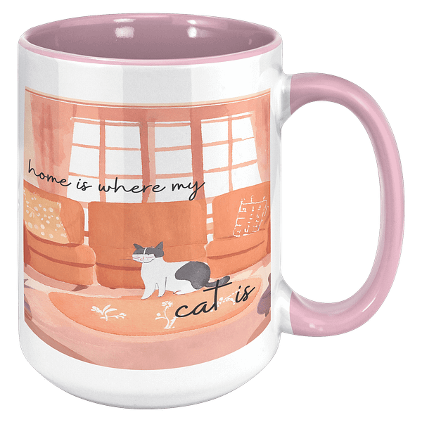 Home is where my cat is 15oz Accent Mug